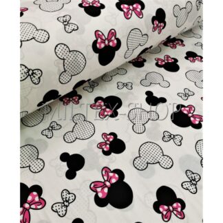 bavlněná látka mickey růžová mašle