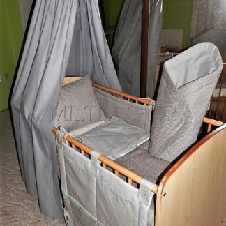 Pětidílná sada do postýlky puntík na šedé